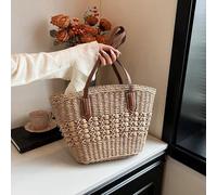 AAIXXIZAO Straw Bag Straw Bags For Women Straw Shoulder Bags Rattan Woven Top Handle Bag Hollow Raffia Crochet Beach Bag Casual Handbags Khaki