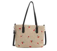 AAIXXIZAO Straw Bag Straw Woven Tote Bag Stylish Crossbody Bag Large Capacity Casual Satchel Bag Adjustable Strap For Outdoor Travel Black
