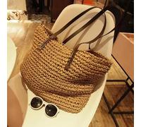 AAIXXIZAO Straw Bag Women Handbag Beach Bag Rattan Woven Handmade Knitted Straw Large Capacity Totes Leather Women Shoulder Bag Bohemia 40X16X35Cm Lightbrown