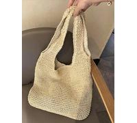 AAIXXIZAO Straw Bag Women'S Bag Woven Bag Large Single Shoulder Hook Needle Beach Bag Handmade Straw Weave Bag Beigewhite