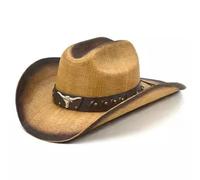 AAIXXIZAO Sun Hat Straw Hat Cowboy Straw Hat Double Concave Top Brim Men'S And Women'S Western Cowboy Hat Sun Protection M55-58Cm 15