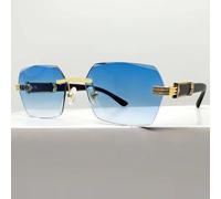 AAIXXIZAO Sunglasses For Men Square Women'S Sunglasses For Men Irregular Rimless Rectangle Sun Glasses Female Eyewear Gold-Blue