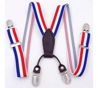 AAIXXIZAO Suspender Braces Children'S Elastic Waist Pants Clips Four Clips Suspender Pants Clips Children Suspender Belt(Blue White And Red Thick)
