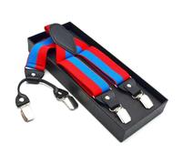 AAIXXIZAO Suspender Braces Suspender Adult Elastic Striped Trouser Strap Mens Braces Colorful 4 Clips Fashion Male Suspender(Red Blue)