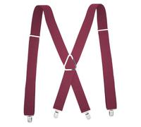 AAIXXIZAO Suspender Braces Suspenders Men 4 Clip 3.5Cm Width Braces Adjustable Elastic X Back Pants Women Suspender Adult Man Braces Wedding Accessories(Dmx 04-Wine Red)