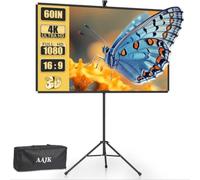 AAJK 60in Projector Screen with Stand,Portable 16:9 4K HD Indoor Outdoor Projection Screen with Wrinkle-Free Design, Ideal for Home Theater- Includes Carry Bag