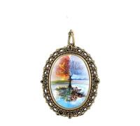 AAKG Antique Oval Patch Small Pocket Watch, Jewellery Small Pendant Pocket Watch, Necklace Pocket Watch, Women's Watch, with Chain, Shadow of the Tree