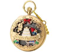 AAKG Christmas Pocket Watch, Quartz Music Pocket Watch, Happy Birthday Music Box Watch, Face Black Gold