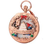 AAKG Christmas Pocket Watch, Quartz Music Pocket Watch, Happy Birthday Music Box Watch, Rose Gold and White Face