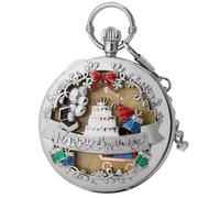 AAKG Christmas Pocket Watch, Quartz Music Pocket Watch, Happy Birthday Music Box Watch, Silver Gold Noodles
