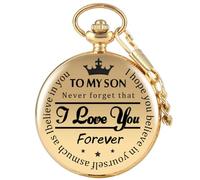 AAKG Engraved Vintage Quartz Pocket Watch, Thick Chain, for Men and Women Pendant Pocket Watch (Gold)