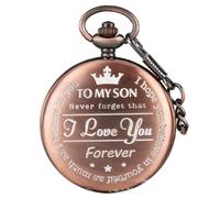 AAKG Engraved Vintage Quartz Pocket Watch, Thick Chain, for Men and Women Pendant Pocket Watch (Rose Gold)