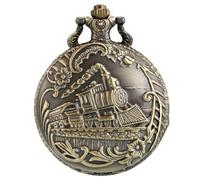 AAKG Large Hollow Locomotive Carved Pocket Watch, Nostalgic Vintage Quartz Pocket Watch, Pendant Watch, Chain Watch, Old Color
