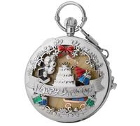 AAKG Quartz Music Pocket Watch, Happy Birthday Music Box Pocket Watch, Christmas Music Pocket Watch (Silver and Gold)