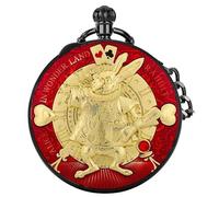 AAKG Rabbit Poker Quartz Music Pocket Watch, Eight-Tone Box Pocket Watch, Music Watch, Birthday Pocket Watch, Men's and Women's Pocket Watch (Black and Red)
