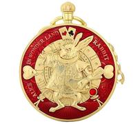 AAKG Rabbit Poker Quartz Music Pocket Watch, Pocket Watch Eight Tone Box, Music Watch, Birthday Pocket Watch, Pocket Watch for Men and Women, Gold Red