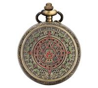 AAKG Twelve Constellation drip Glue face Pocket Watch, Retro Mayan Civilization Pocket Watch, Pendant Watch, with Chain (Ancient Thick Chain)