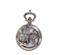 AAKG Vintage Hollow Zodiac Necklace Bronze Watch 12 Zodiac Pocket Watch, Pendant Watch, Necklace Watch, Dog