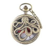 AAKG Vintage Nostalgia, Bronze Pocket Watch, Gift Watch, Pocket Watch Sweater Necklace, Octopus