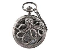AAKG Vintage Nostalgia, Bronze Pocket Watch, Gift Watch, Pocket Watch Sweater Necklace, Octopus