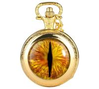 AAKG Vintage Pocket Watch, Right Eye Pocket Watch, Pendant Necklace Watch, Men's Pocket Watch, Women's Pocket Watch, (Gold-3)