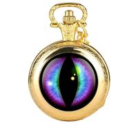 AAKG Vintage Pocket Watch, Right Eye Pocket Watch, Pendant Necklace Watch, Men's Pocket Watch, Women's Pocket Watch, (Gold-2)