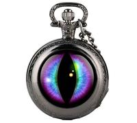 AAKG Vintage Pocket Watch, Right Eye Pocket Watch, Pendant Necklace Watch, Men's Pocket Watch, Women's Pocket Watch, (Black-2)