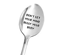 Aakihi Don't Let Your Mind Bully Your Body Spoon - Get Well Gifts for Women Men - Best Recovery Gift - Food Dessert Spoon Engraved Stainless Steel - Eating Disorder Mental Illness Encouragement Gifts