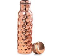 Aakrati Copper Water Bottle 34 Oz Leak Proof 100% Pure - Ayurvedic Copper Vessel - Drink More Water And Enjoy The Health Benefits Immediately - For Gym, Yoga Bottle (Diamond)