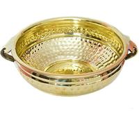 Aakrati Decorative brass urli for home and office decoration table top utensil best for gift purpose traditional bowl round metal authentic & designer handcrafted flower pot (Hammered, 3-Inch)