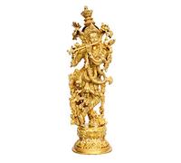 Aakrati Devyom Lord Murli Manohar Krishna Krishan Brass Statue Murti Gift & Home Décor Big Size- Height 15 Inches