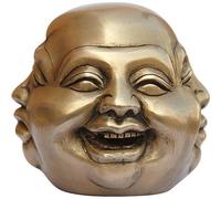 Aakrati Devyomcraft Brass Buddha Statue Collectibles 4 Face Sculpture Laughing, Smiling, Angry And Sad 10.16 X 10.16 X 10.16 Cms