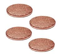 Aakrati Home Set of 4 Copper Hammered Drinks Coasters with Protective Lacquer Coating and Felt Bottom. Pack of 4 Metallic Copper Coasters are Perfect for Inserting Metallic Splash.