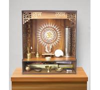 Aakrati Shree Beautiful Wooden Pooja Stand for Home Mandir for Home Temple for Pooja Ghar and Office Puja Mandir for House and Office Wall with LED Spot Light Product (Pavitra)