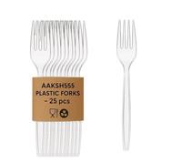 Aaksh 555 | 25 Pcs - Reusable Plastic Forks Heavy Duty for Picnics, BBQ's, Camping, Everyday Use Birthday and Parties.