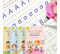 AALGO 4 Pc Magic Grooved Writing Practice for Kids - Grooved Writing Books for Kids 3-5 - Reusable Letter Tracing Books - Magic Ink, Preschool Handwriting Workbook