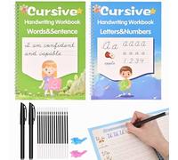 AALGO Grooved Italic Handwriting Workbook, Cursive Writing, Practice Book for Learning Italic Handwriting, Italic Workbook with Number and Letter Tracking and Sight Words and Phrases