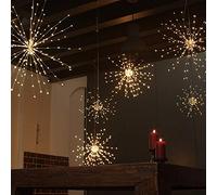 AALIN Firework Fairy Light, 2 Pack Copper Wire Starburst Lights Battery Powered with 8 Modes Dimmable Decorative Fairy Lights for Indoor and Outdoor Decoration (150 LED, Warm)
