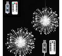 AALIN Firework Light, 2 Pack Copper Wire Starburst Lights USB Operated with 8 Modes Dimmable Decorative Fairy Lights for Indoor and Outdoor Decoration (150 LED, White)