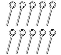 Aallo 10 Pcs M6 Eye Bolts Closed Coil Screw Eye Bolts Heavy Ring Shape Eyebolts with Long Shank, Corrosion Resistant for Living Lifting and Various Engineering Lifting Equipment