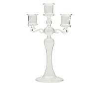 AALLYN 3 Arms Candelabra - 3 Branches Transparent Glass Candlesticks Holders | Dining Table Decor for Home Decor, Wedding, Parties, Dining Table Centerpiece
