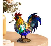 AALLYN Stain Glass Animal Night Light - Rooster Stained Glass Resin Nightstand Lamp - Retro Gifts, Home Decoration, Housewarming Gifts for Living Room Bedroom Home Christmas