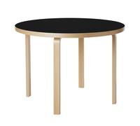 Aalto 90A Round Table Birch/ Black Linoleum
