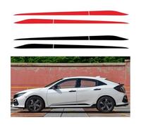 AALXF 2Pcs Car Side Body Stickers for Civic 2016-2020, Waterproof Self-Adhesive Vinyl Decals, Sport Racing Stripes Auto Door Skirt Exterior Tuning Accessories,A-Black