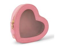 Aaly Beauty Pink Heart Shape Makeup Bag with Clear Cover - Large Capacity for Full Makeup - Suitable for Daily Essential Skin Care, Makeup