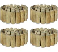 Aamen 4 X Wooden Border Edging, Log Border Rolls 1.8M X 15Cm