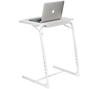 AAMEN Foldable Tray Table Portable Sofa TV Tray 6 Heights 3 Angles Laptop Desk Adjustable Eating (White with White Legs)