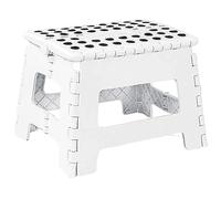AAMEN Folding Step Stool for Kids & Adults, Lightweight Anti-Slip Stool, Heavey Duty White Plastic Folding Chair with Handle, Opens Easily with One Flip, 300 lbs Holding Capacity, (H29xL27xW22cm)