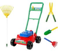 AAMEN Garden Mower Set With Fork, Rake, Shears & Trowel - Indoor/Outdoor Gardening Tools for Toddlers