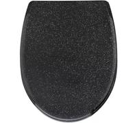 AAMEN Heavy Duty Black Glitter Toilet Seat - Resin Bathroom Accessory With Quick Release Hinge, Stylish Design - H42xW34